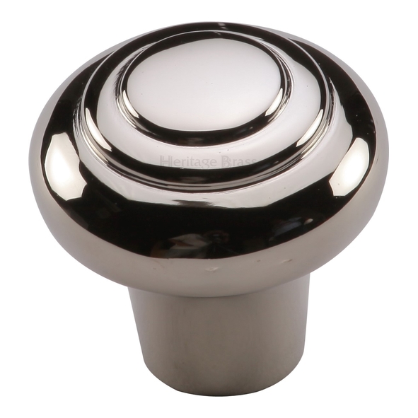 C3985 32-PNF • 32 x 15 x 30mm • Polished Nickel • Heritage Brass Ringed Bun Cabinet Knob